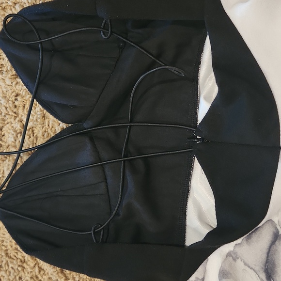 Black and white floral spaghetti trap formal dress by L'ATISTE - Picture 9 of 11